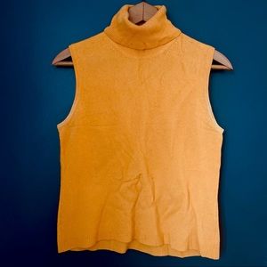 Golden Cashmere Turtleneck Tank Top